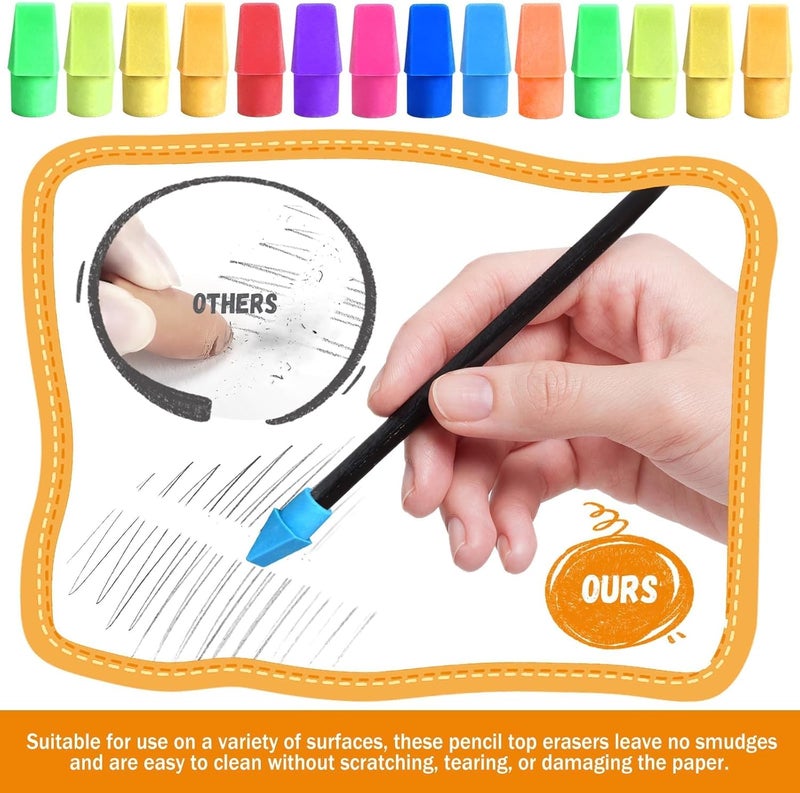 PRALB 1000PCS Pencil Top Eraser Bulk Caps for Pencils,Chisel Shape Erasers Toppers for Party Favors Games Prizes, Pencil Top Erasers Cap for Home School Classroom Office - Image 5